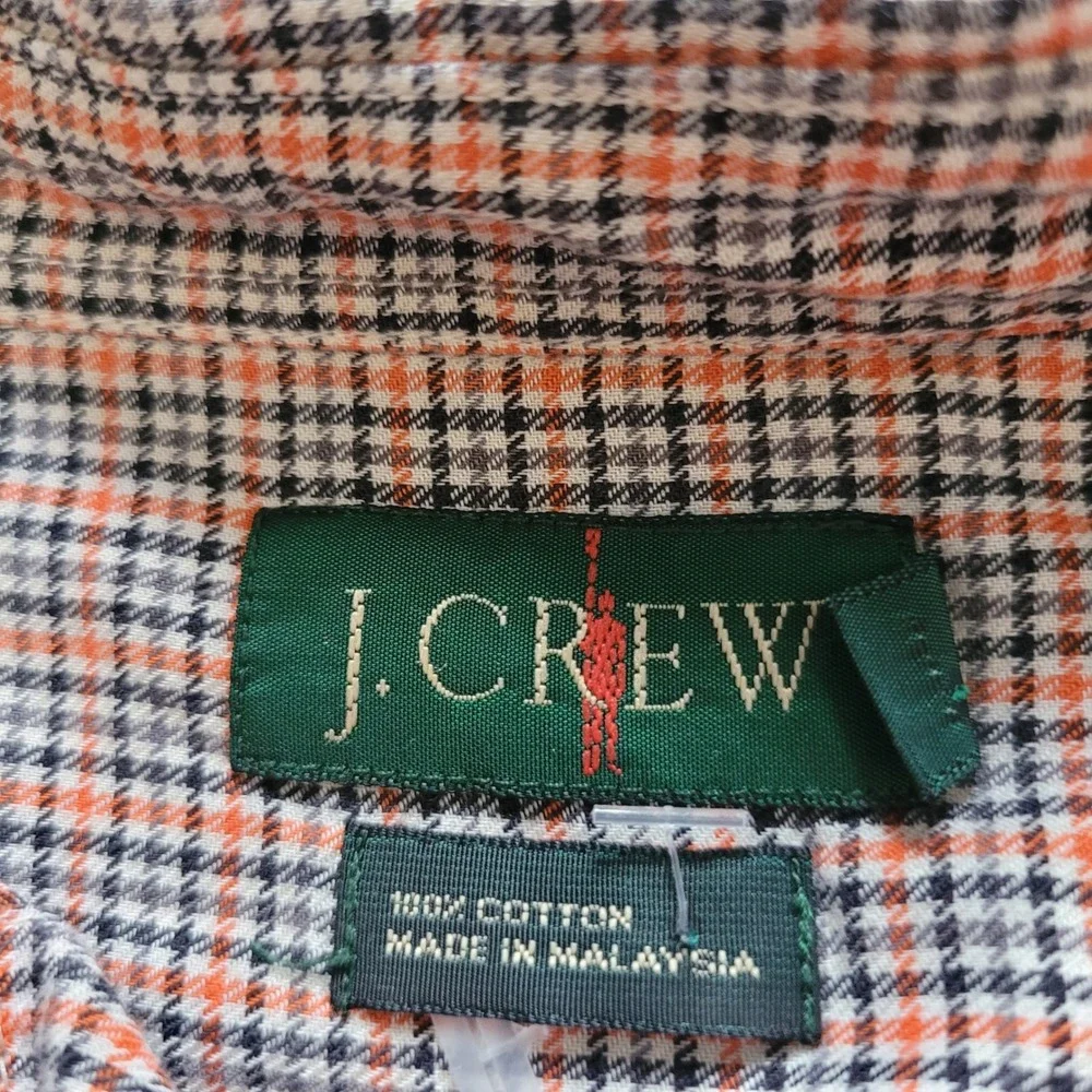 J. Crew Mens XL Button Down Shirt Orange Black Micro‎ Check Cotton Long Sleeve